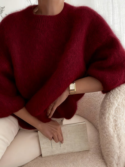 Damen Oversize Pullover Elegant Herbst Winter Freizeit