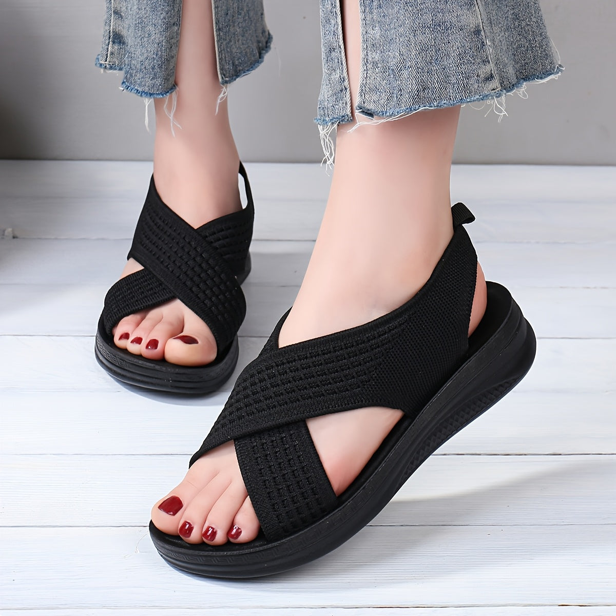 Sandalias slingback cómodas para mujer con tiras cruzadas para uso diario y tiempo libre