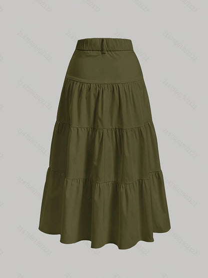 Damen Maxirock mit hoher Taille und Stufen-Design – Eleganter Freizeitrock für Frühling und Sommer