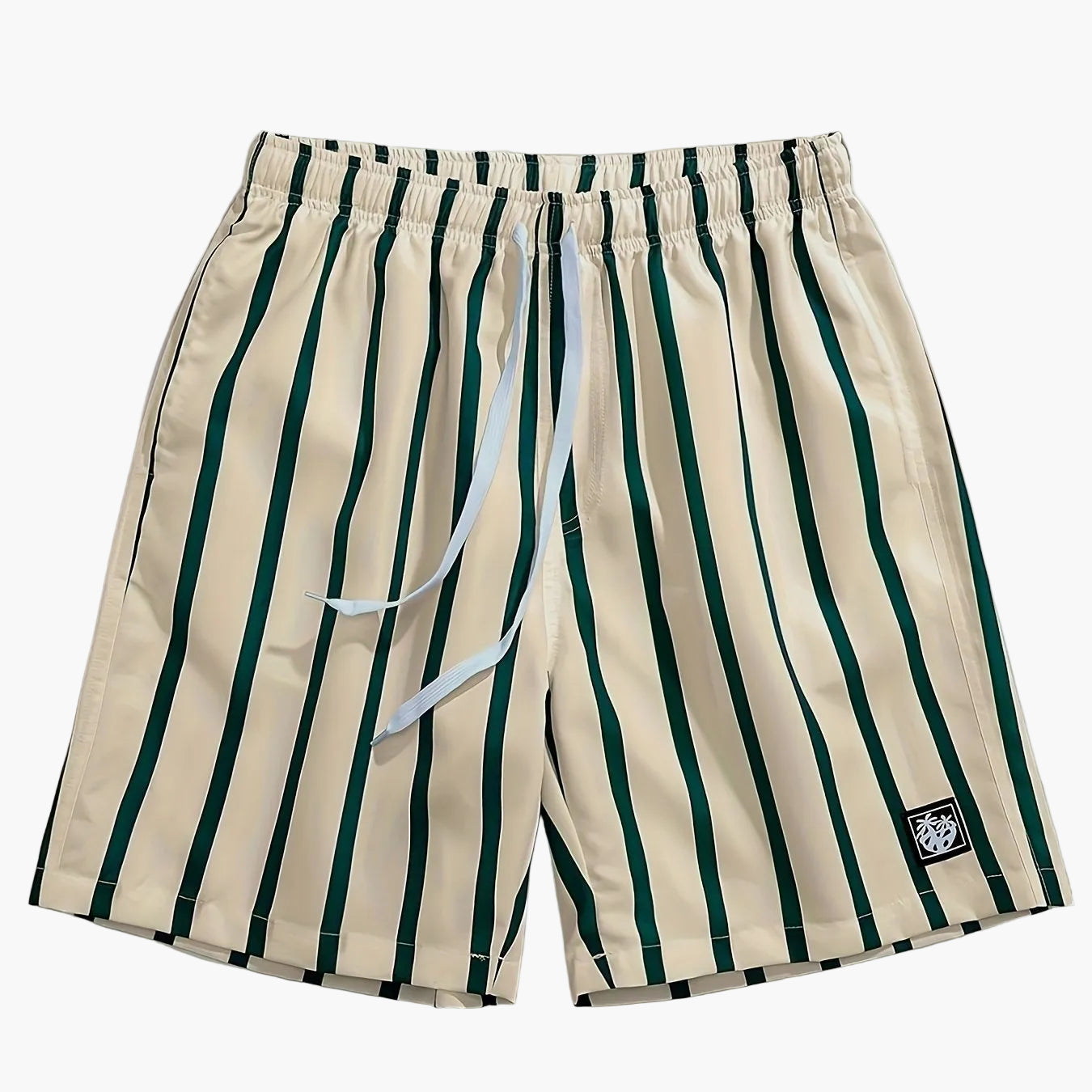 Pantalones casuales para hombre con estampado de rayas y cordón – Ideales para el día a día y la playa
