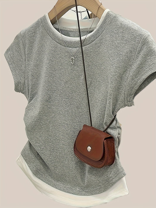 Dame Moderne Kortærmet Lag-på-lag Shirt til Casual & Street Style