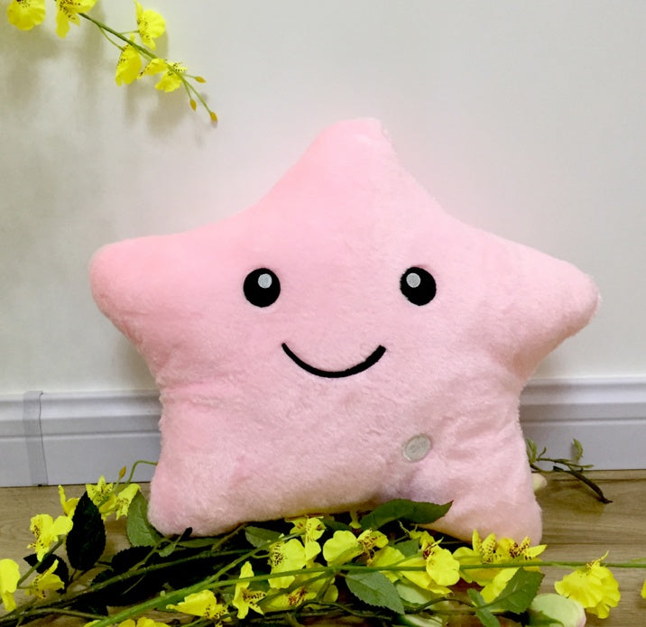 Kinder ster nachtlamp pluche kussen – lichtgevend knuffelkussen met gezicht, cadeau-idee