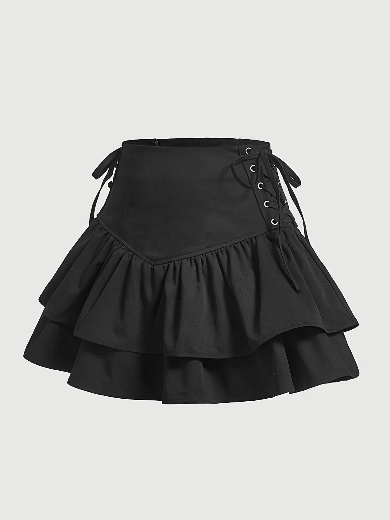 Gonna corta gotica da donna con volant e allacciatura – elegante gonna da festa a balze