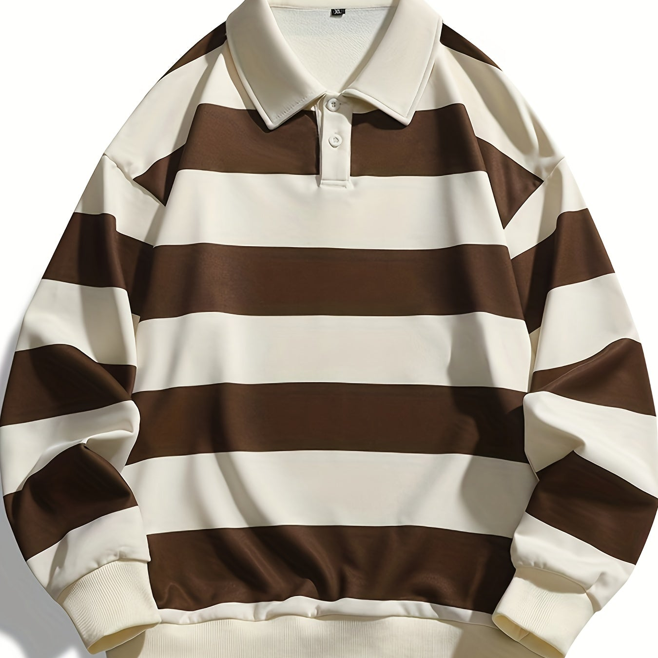 Gestreiftes Langarm Polo-Sweatshirt mit Kragen und Bündchen