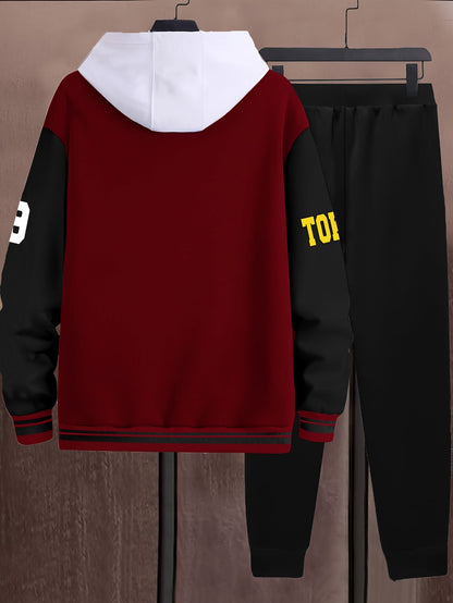 Heren-trainingspak voor honkbal – jack en joggingbroek met applicaties in collegestijl