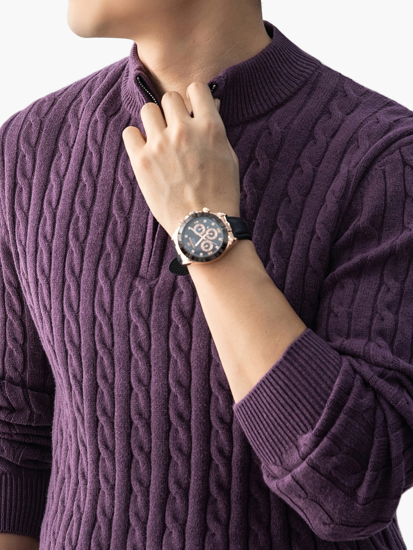Herren Pullover mit Zopfmuster und Stehkragen – Modischer Strickpullover für Herbst und Winter, Casual Stil