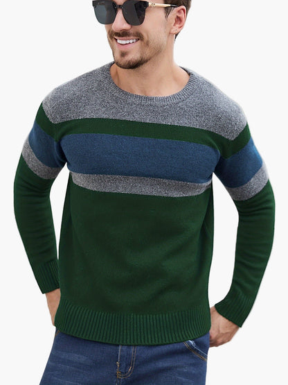 Jersey de punto para hombre con patrón de rayas – Jersey casual a la moda para otoño e invierno