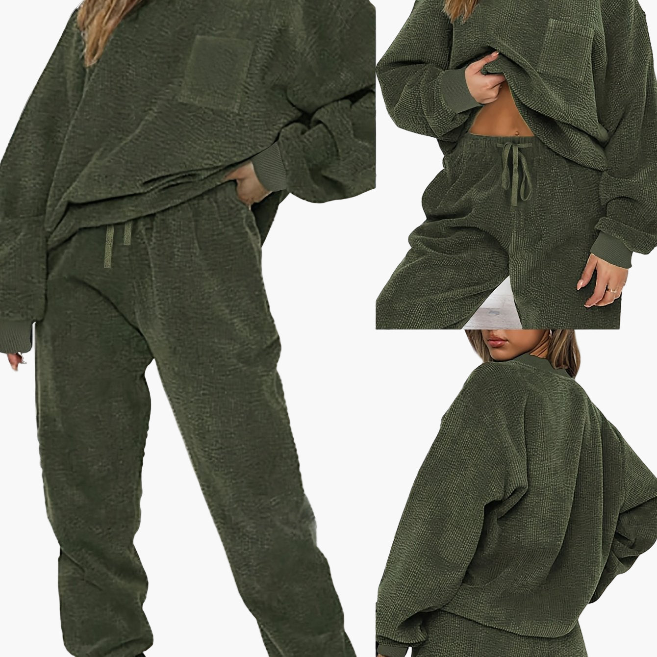 Ensemble Loungewear Femme Deux-pièces – Tenue décontractée confortable avec pull oversize et pantalon de jogging