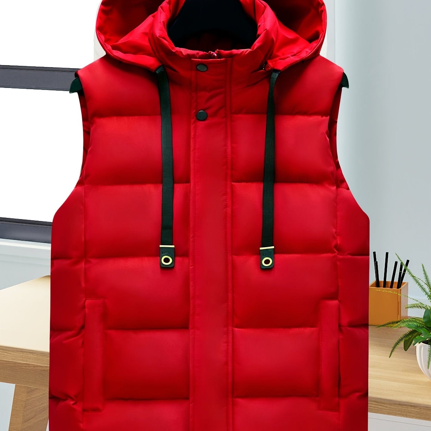Unisex-vatteret vest med hætte | Polstret vest