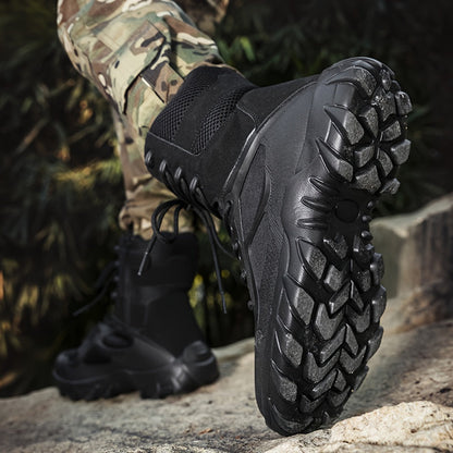 Stivali tattici da uomo, scarponcini stringati robusti, beige, da outdoor militare
