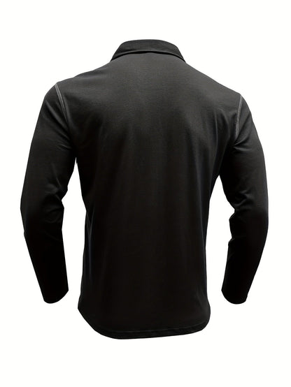 Langærmet poloshirt til herrer med knaplukning og brystlomme
