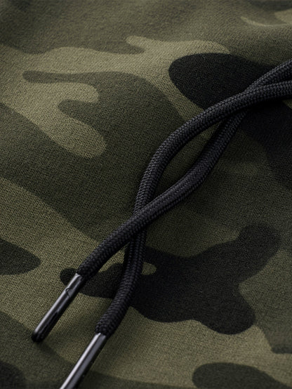 Chándal de hombre de camuflaje, chaqueta con capucha y pantalón, conjunto de dos piezas