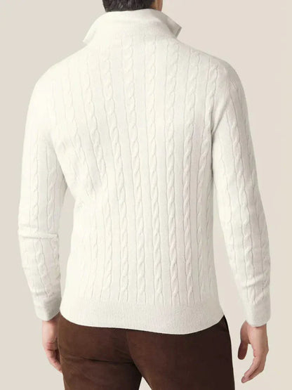 Herre Kabelstrikket Pullover med Lynlås – Klassisk stil til arbejde og fritid