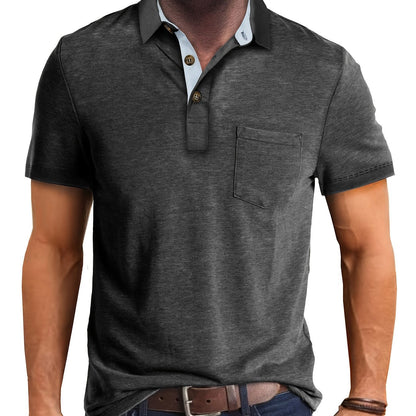 Polo uomo manica corta con taschino – Camicia casual moderna per tutti i giorni e il tempo libero