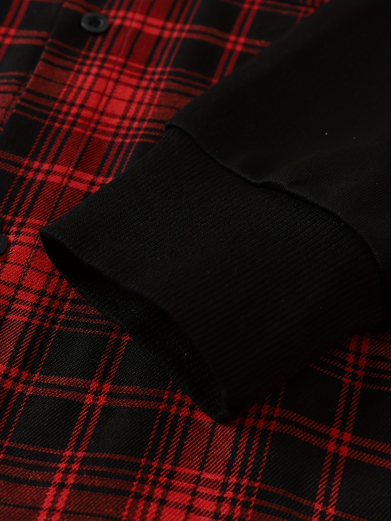 Giacca-camicia da uomo a quadri con cappuccio e maniche lunghe, rossa e nera