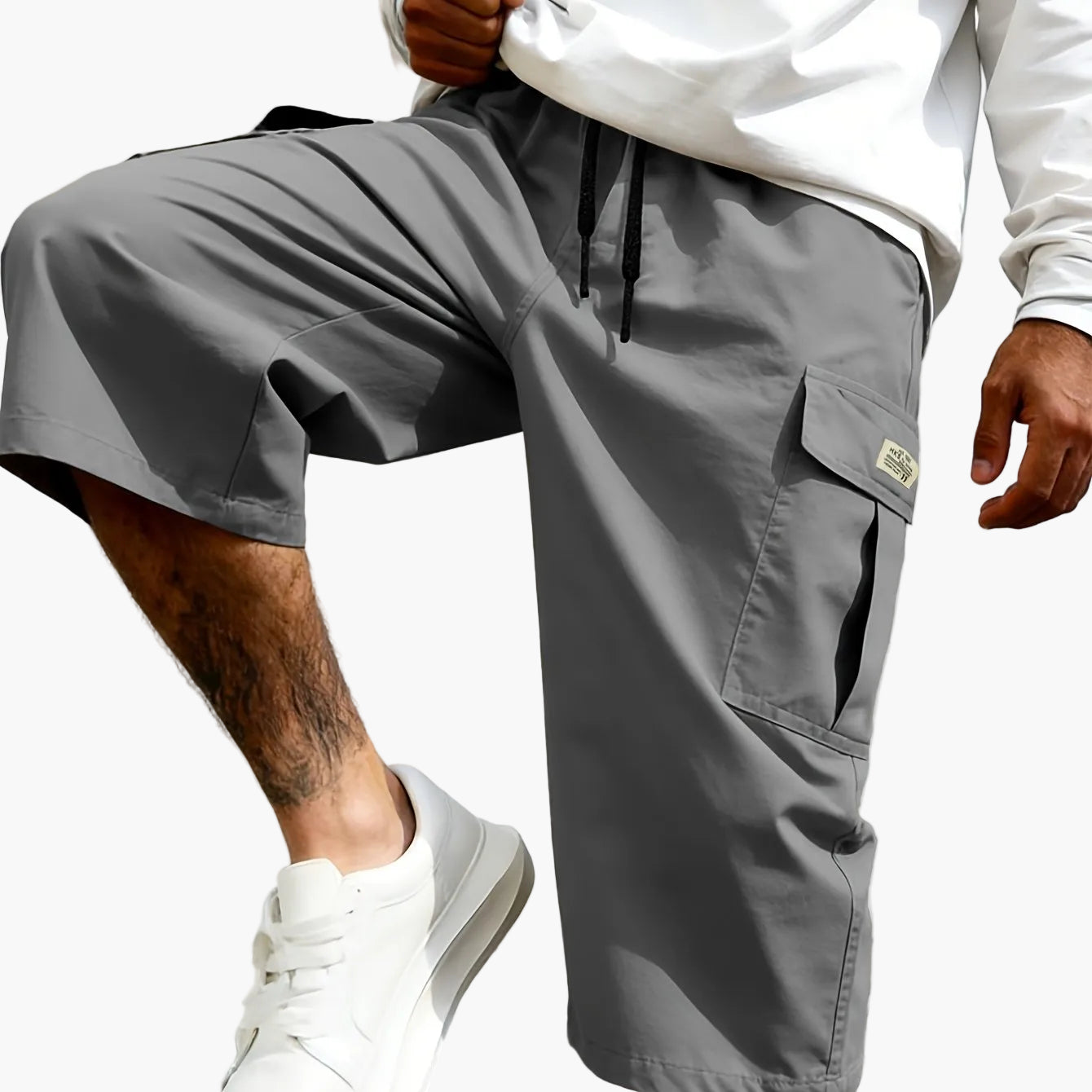Shorts cargo homme style streetwear, longueur genou, pantalon de loisirs confortable avec poches