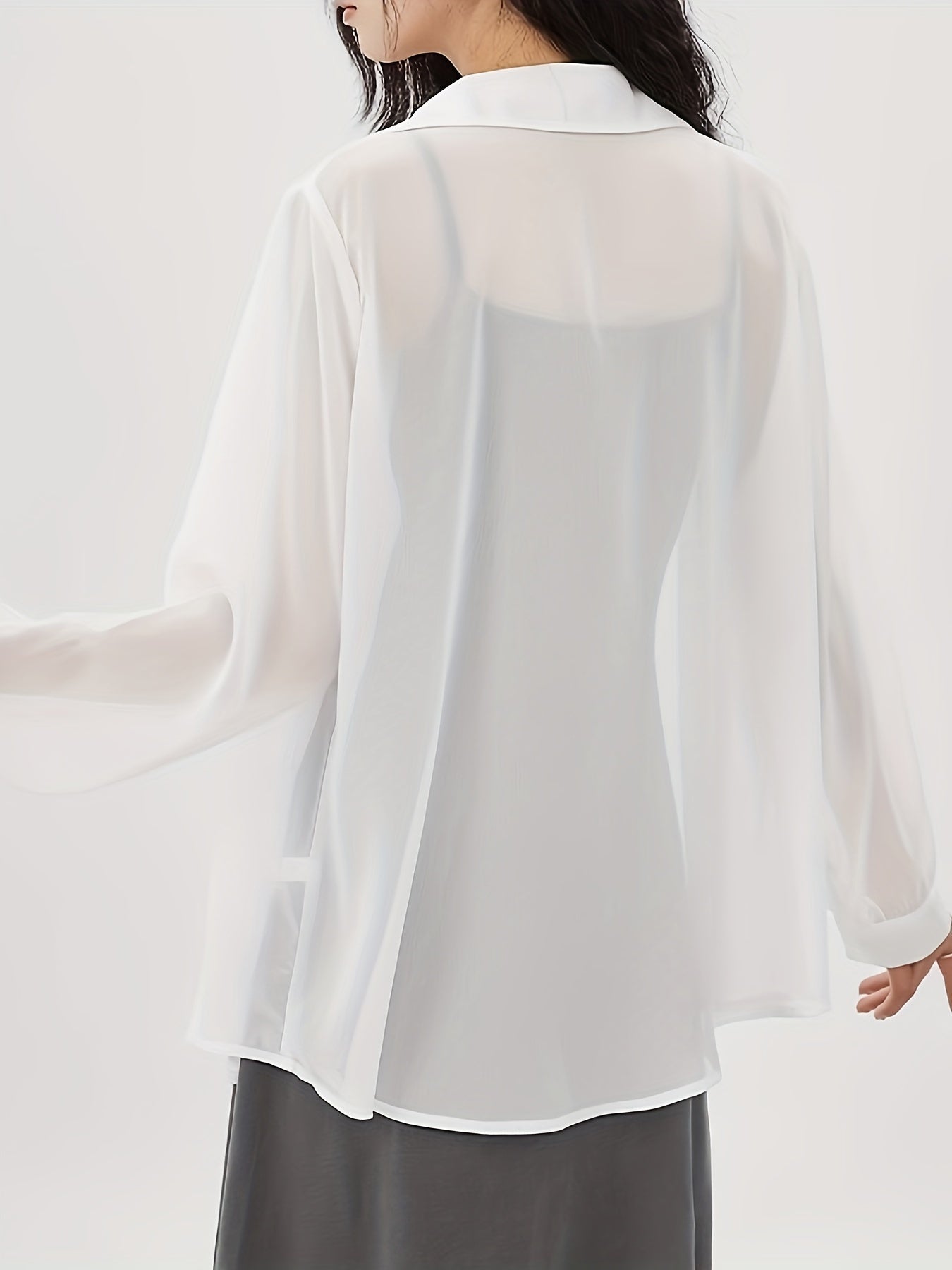 Dames transparant losvallend blouse-shirt voor elegante vrijetijds- en kantoorlooks