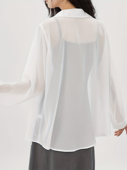 Dames transparant losvallend blouse-shirt voor elegante vrijetijds- en kantoorlooks
