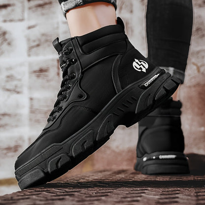 Robuster Herren Schnürstiefel Grau Schwarz mit Profilsohle