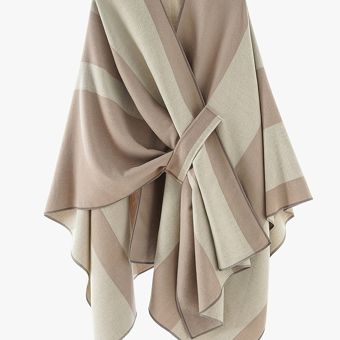 Damen Poncho Überwurf Decke Zweifarbig Gestreift Gemütlich
