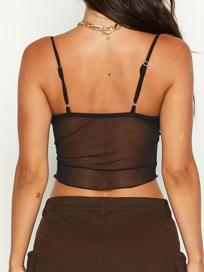 Top corto de mujer con tirantes finos y lazo frontal – Top de moda para fiestas y salidas