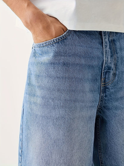 Bermuda jeans homme coupe ample – style urbain décontracté pour le quotidien et les loisirs