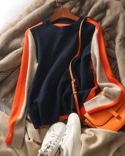 Maglione donna moderno colorblock stile urbano tempo libero e ufficio