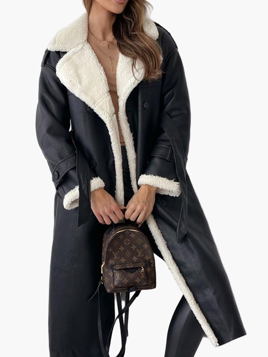Dames lange jas met bontkraag – Elegante winterjas voor stijlvolle outfits
