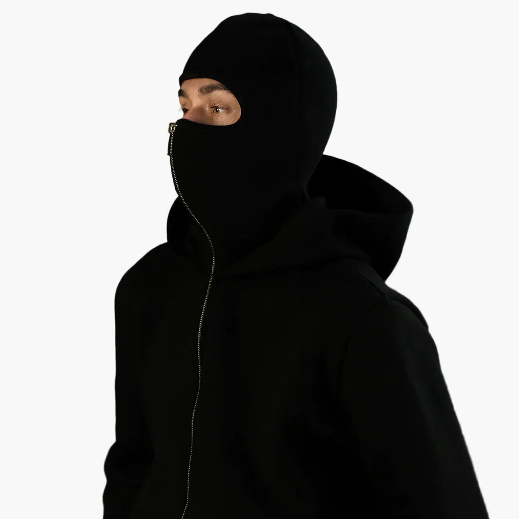 Unisex streetwear techwear hoodie med integreret ansigtsmaske – Urban stil til hverdag og udendørs