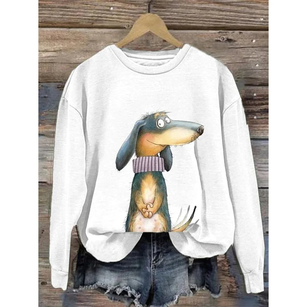 Sweater voor dames met ronde hals en lange mouwen