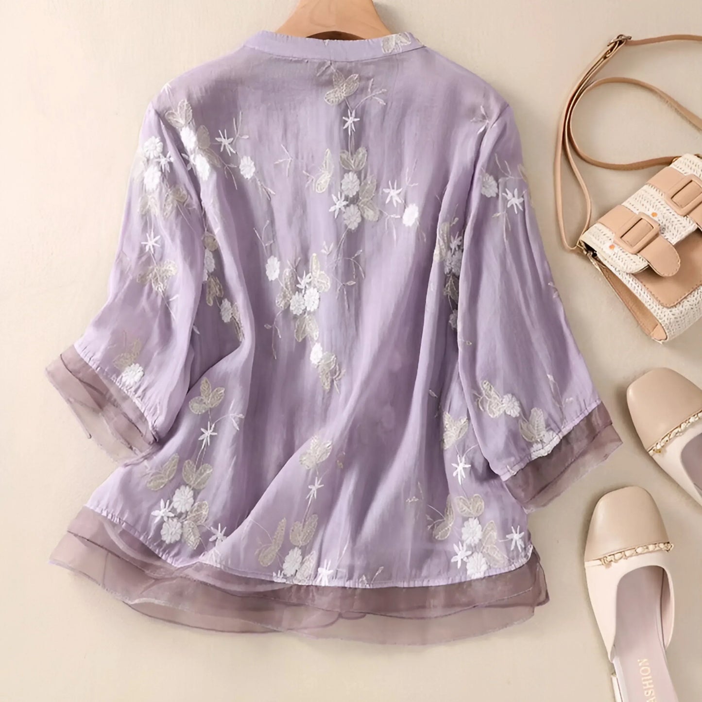 Blusa para mujer con bordado floral – Túnica elegante y ligera para el día a día y ocasiones especiales