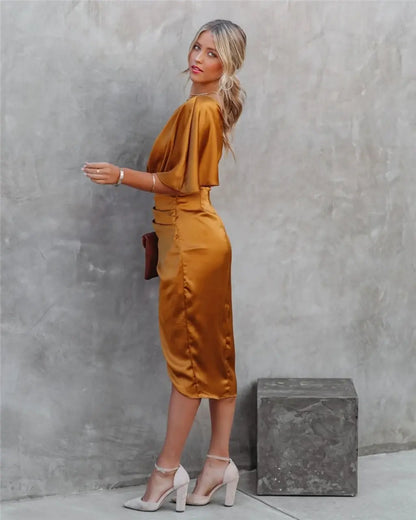 Robe de soirée midi asymétrique femme – Robe élégante une épaule pour occasions spéciales