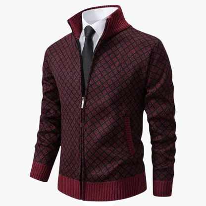 Heren gebreide jas in business casual stijl – elegante jas met rits voor kantoor en vrije tijd