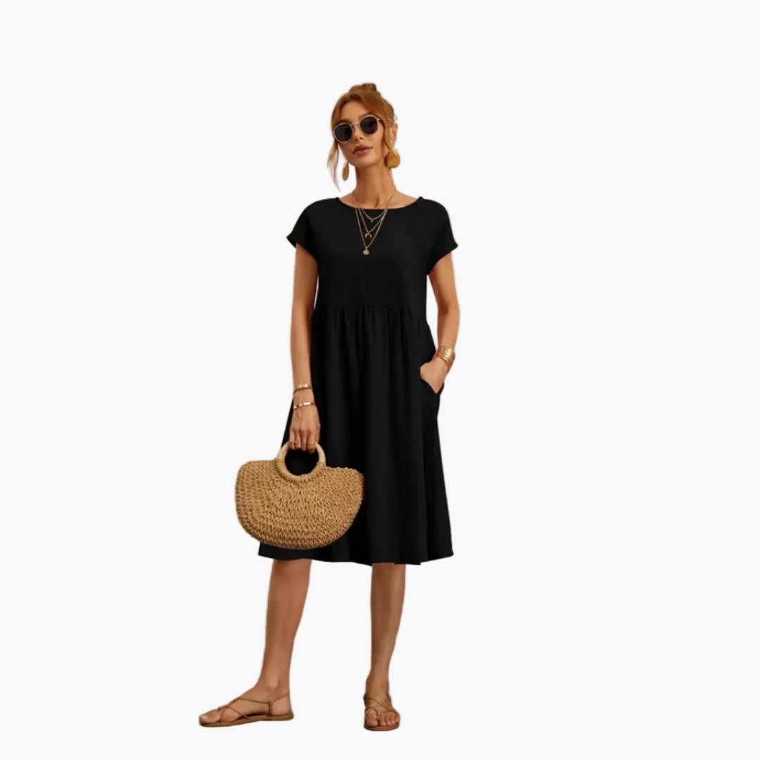 Damen Freizeitkleid Kurzarm Elegant – Sommerkleid für Alltag, Urlaub & Stadtbummel