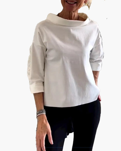 Damen Oberteil Modern Elegant mit Stehkragen – Vielseitiges Top für Alltag und Büro