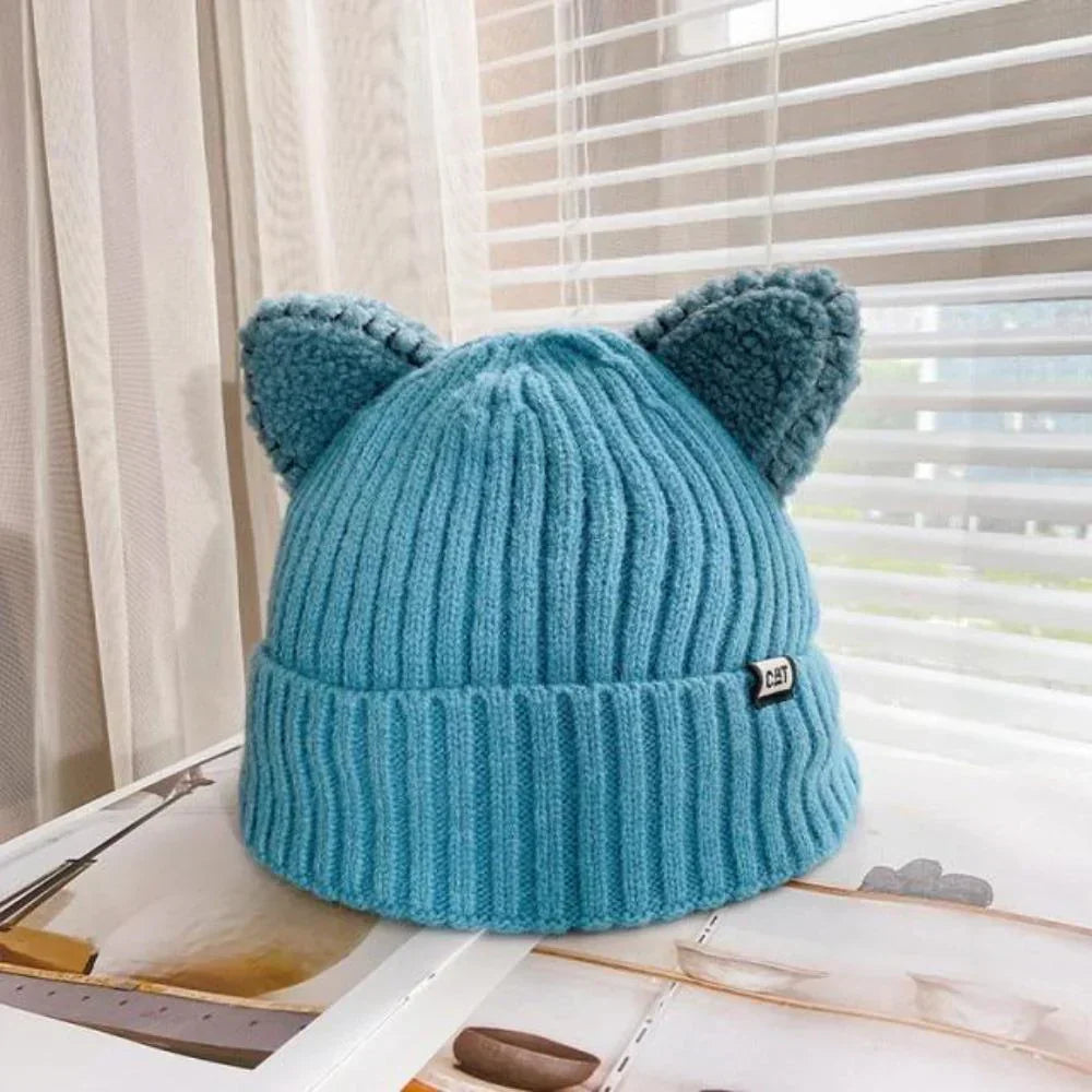 PurrWarm | Gebreide wintermuts met kattenoortjes