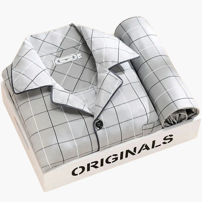 Set pigiama da uomo con stampa piume – Set elegante per tutto l’anno