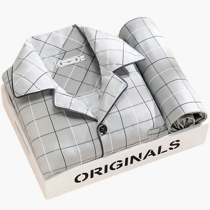 Set pigiama da uomo con stampa piume – Set elegante per tutto l’anno
