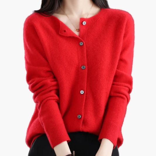 Dames cardigan met ronde hals – Klassieke gebreide trui voor dagelijks gebruik en kantoor