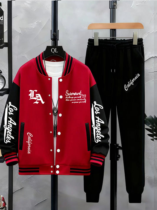 Herren College Jacke & Jogginghose Set Zweiteiler mit Los Angeles Print