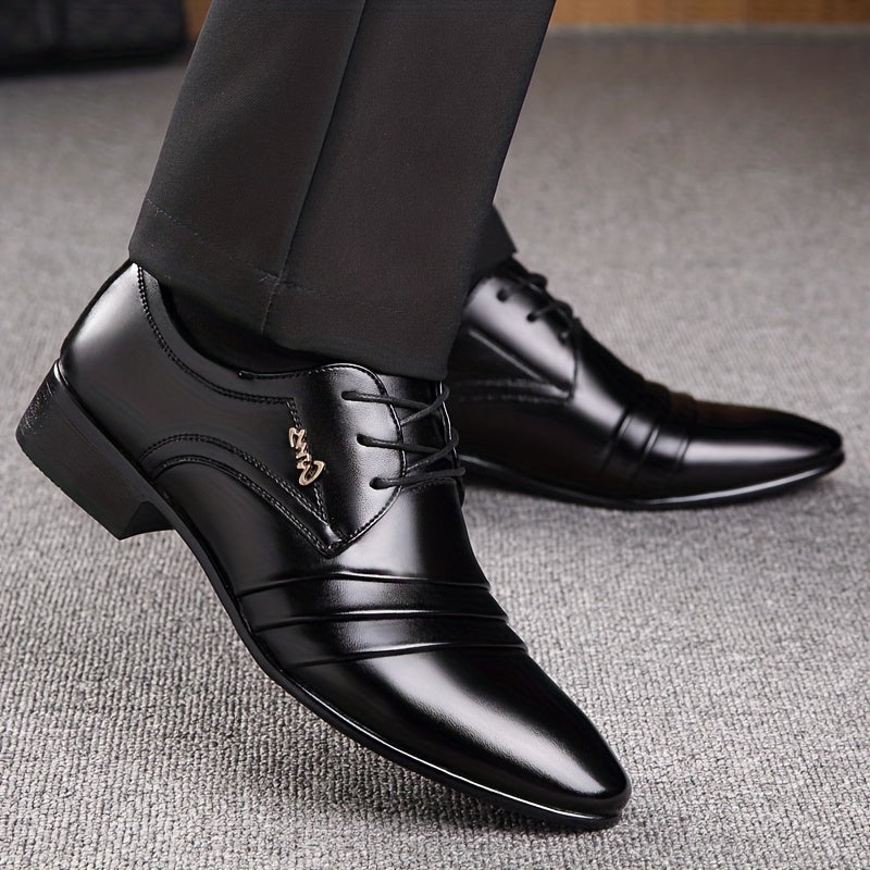 Elegante Herren Business-Schnürschuhe – Klassische spitze Form für Büro & besondere Anlässe