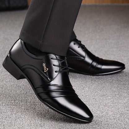 Elegante Herren Business-Schnürschuhe – Klassische spitze Form für Büro & besondere Anlässe