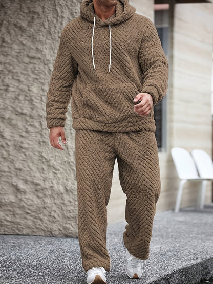 Heren zachte hoodie- en joggingbroekset, comfortabele tweedelige set