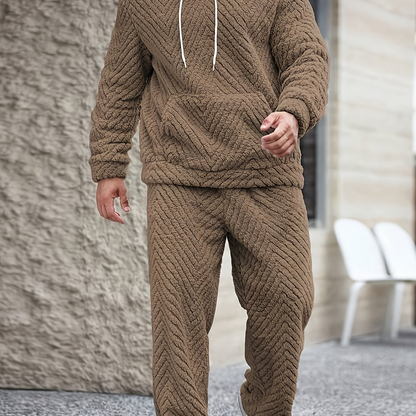 Heren zachte hoodie- en joggingbroekset, comfortabele tweedelige set