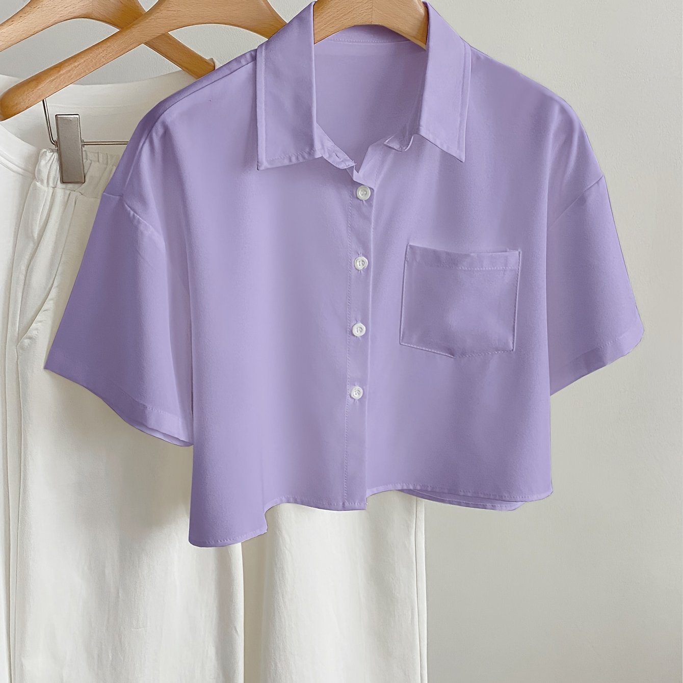 Damska krótka koszula nowoczesna krótka casualowa bluzka na co dzień