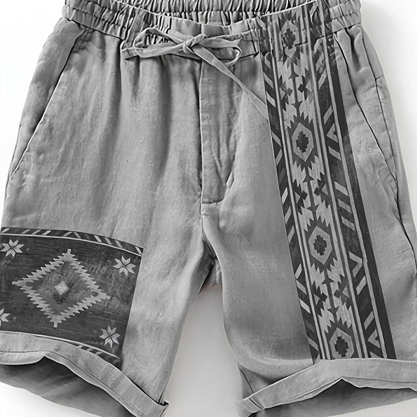 Shorts para hombre con estampado étnico y diseño geométrico – Shorts de ocio a la moda para verano y vacaciones