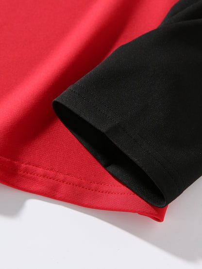 Herre-langærmet T-shirt med to-lagslook, stjerneprint og rund hals