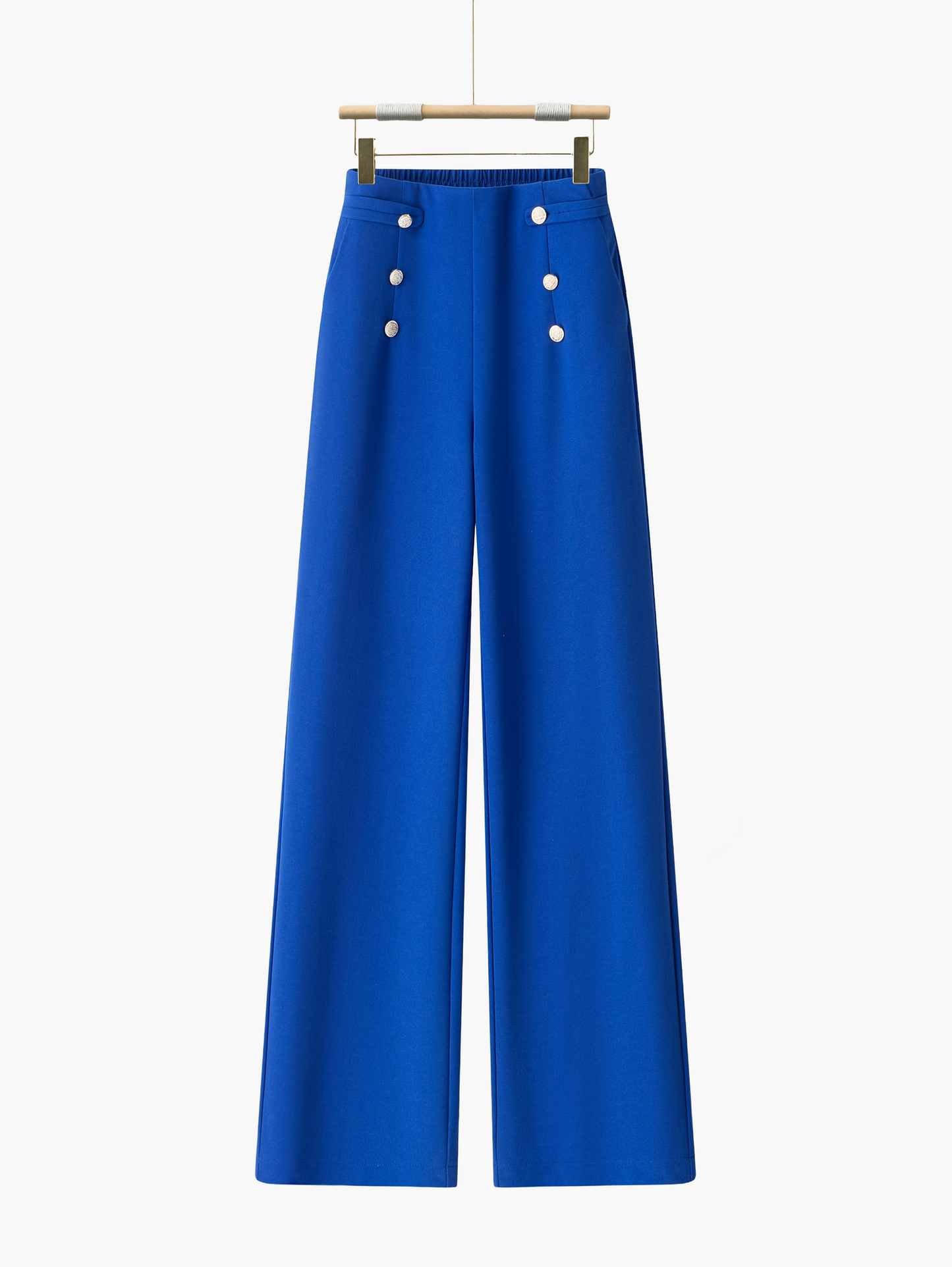 Damen Elegante Weite Bein Hose mit Knopfdetails – Perfekt für Freizeit und Büro