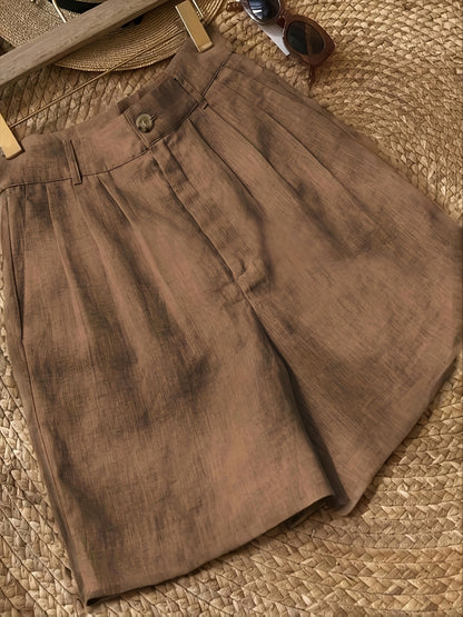 Dame vintage shorts med høj talje til sommer – stilfulde fritidsshorts med lommer
