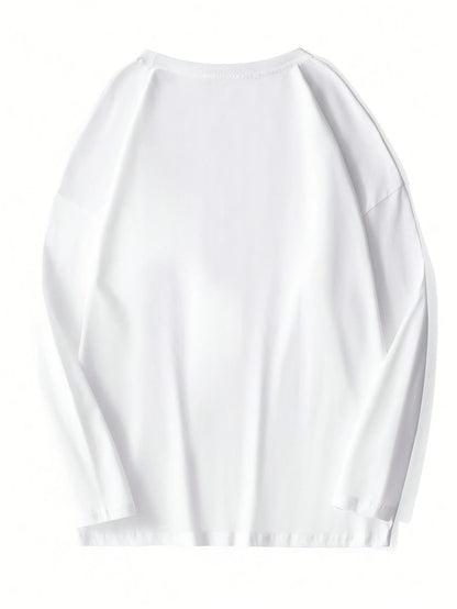 Langærmet herre-T-shirt, 3-pak, rund hals, slim fit, basic, sort, grå, hvid